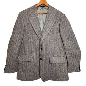 Vintage Harris Tweed Sport Coat Jacket Size 42R Wool 2 Button Blazer Classic
